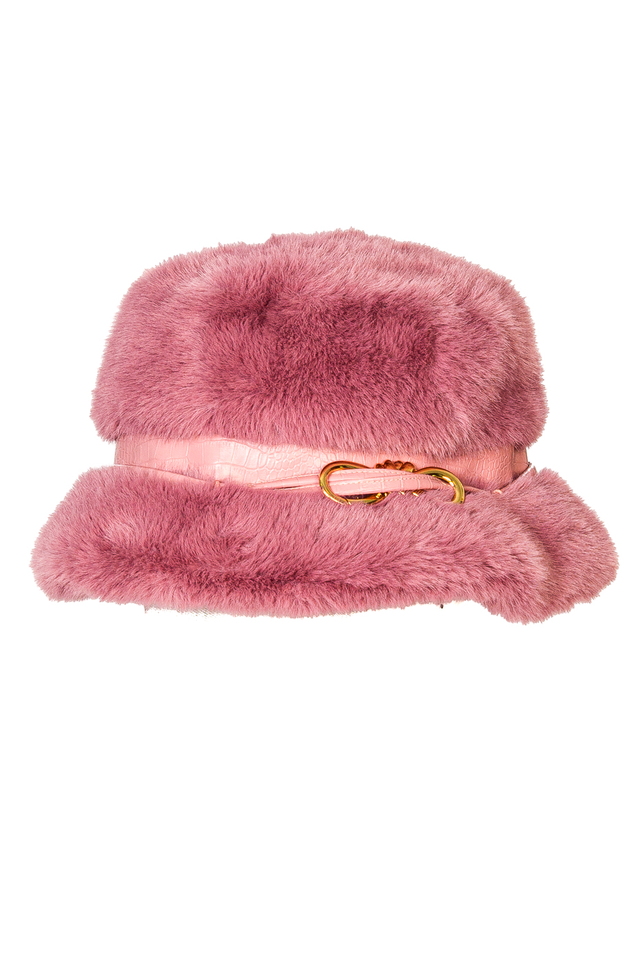 CLOCHE FAKE FUR CON LACCIO ECOPELLE, TG UNICA - DUSTY PINK